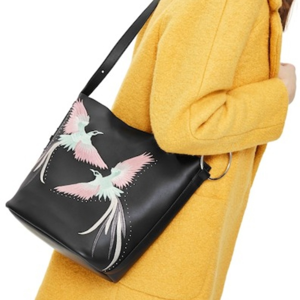 TOPSHOP Rebecca Embellished Faux Leather Shoulder